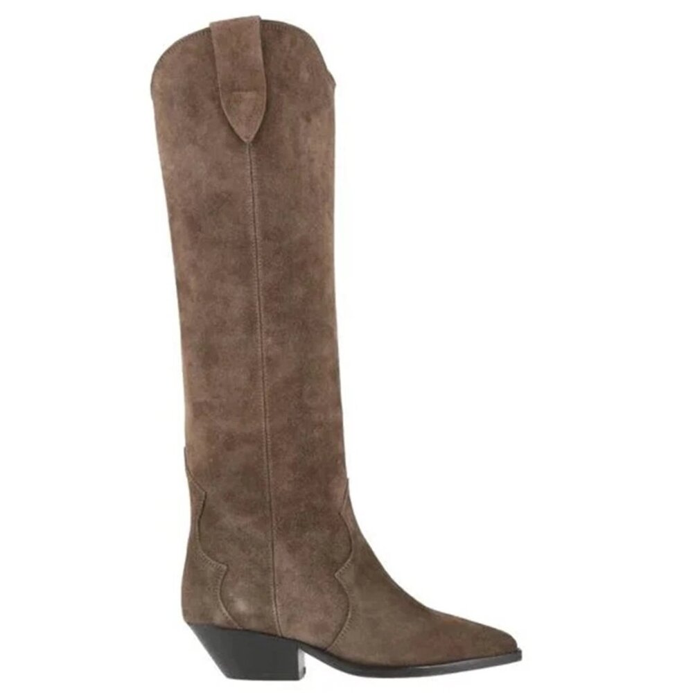 $1100 ISABEL MARANT DENVEE TALL KNEE BOOT SUEDE BROWN WESTERN CUBAN 35 (DC11)